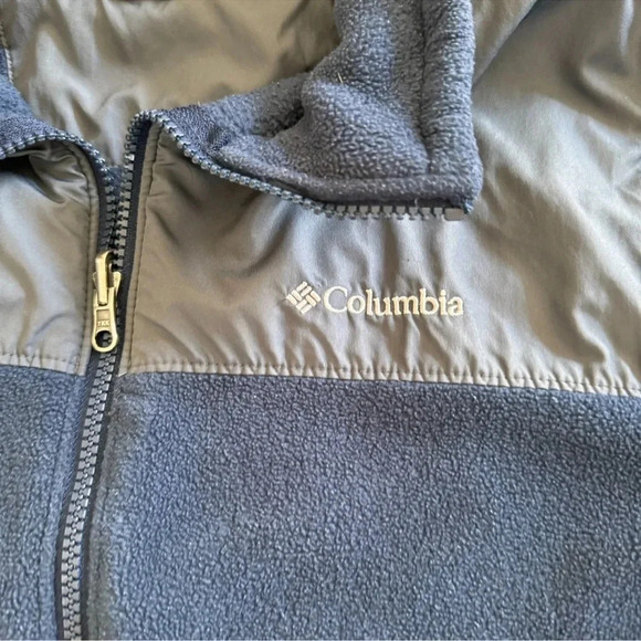 Columbia Blue Full Zip Fleece Jacket Long Sleeve Mock Neck Sportswear Outdoors M - Picture 9 of 9